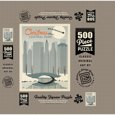 Christmas in Central Park, Vintage Poster 500 Jigsaw Puzzle box 3D Modell