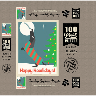 Happy Howlidays, Vintage Poster 100 Jigsaw Puzzle box 3D Modell