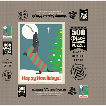 Happy Howlidays, Vintage Poster 500 Jigsaw Puzzle box 3D Modell