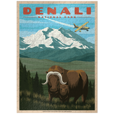 puzzleplate Denali National Park - Wild Denali Musk Ox, Vintage Travel Poster 300 Jigsaw Puzzle