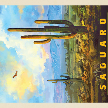 Saguaro National Park: Desert Daybreak, Vintage Poster 100 Jigsaw Puzzle 3D Modell