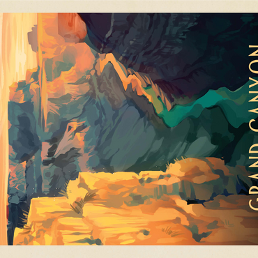 Grand Canyon National Park: Deep Shadows, Vintage Poster 1000 Jigsaw Puzzle 3D Modell