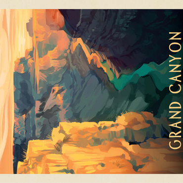 Grand Canyon National Park: Deep Shadows, Vintage Poster 100 Jigsaw Puzzle 3D Modell