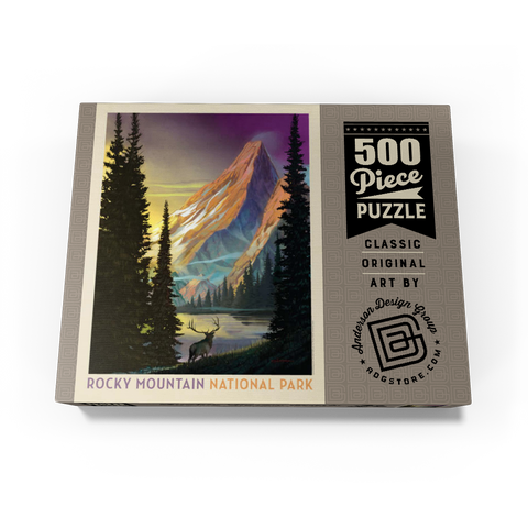 Rocky Mountain National Park: Pyramid Peak, Vintage Poster 500 Jigsaw Puzzle box view3