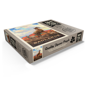 Badlands National Park: Bighorn Sheep, Vintage Poster 100 Jigsaw Puzzle box view1