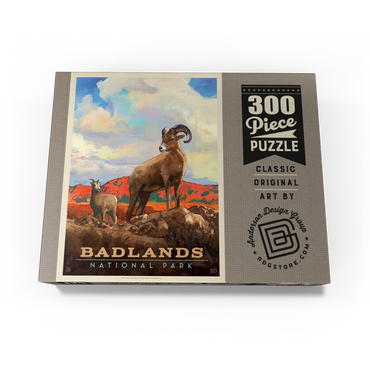 Badlands National Park: Bighorn Sheep, Vintage Poster 300 Jigsaw Puzzle box view3