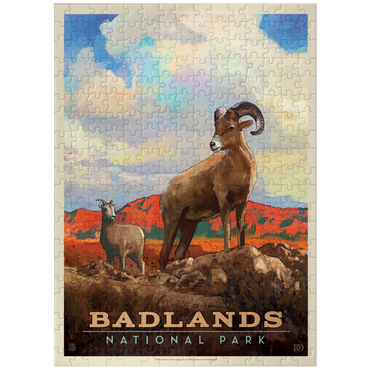 puzzleplate Badlands National Park: Bighorn Sheep, Vintage Poster 300 Jigsaw Puzzle