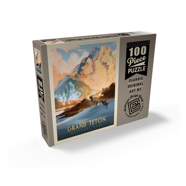 Grand Teton National Park: Winter Hush, Vintage Poster 100 Jigsaw Puzzle box view2