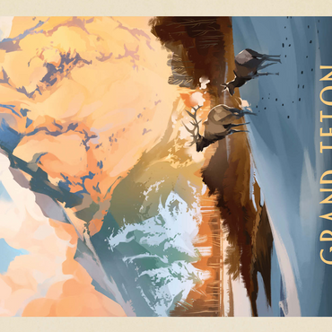 Grand Teton National Park: Winter Hush, Vintage Poster 500 Jigsaw Puzzle 3D Modell