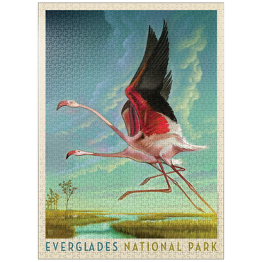 puzzleplate Everglades National Park: Flight Of The Flamingos, Vintage Poster 1000 Jigsaw Puzzle