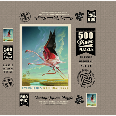 Everglades National Park: Flight Of The Flamingos, Vintage Poster 500 Jigsaw Puzzle box 3D Modell