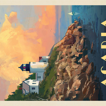 Acadia National Park: Lighthouse, Vintage Poster 1000 Jigsaw Puzzle 3D Modell