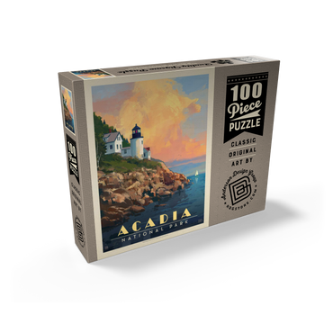 Acadia National Park: Lighthouse, Vintage Poster 100 Jigsaw Puzzle box view2