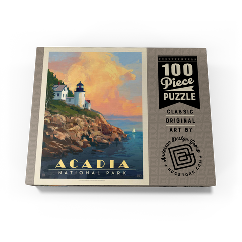Acadia National Park: Lighthouse, Vintage Poster 100 Jigsaw Puzzle box view3