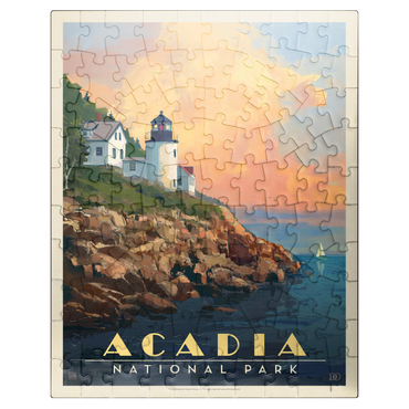 puzzleplate Acadia National Park: Lighthouse, Vintage Poster 100 Jigsaw Puzzle