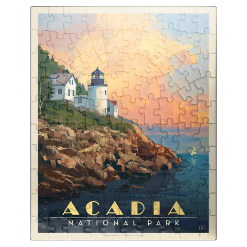puzzleplate Acadia National Park: Lighthouse, Vintage Poster 100 Jigsaw Puzzle