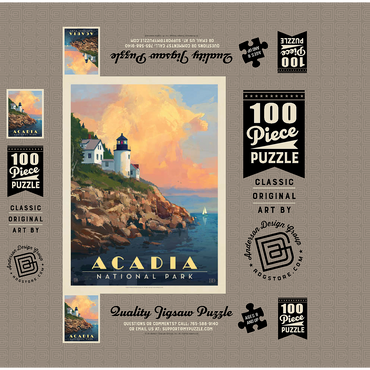 Acadia National Park: Lighthouse, Vintage Poster 100 Jigsaw Puzzle box 3D Modell