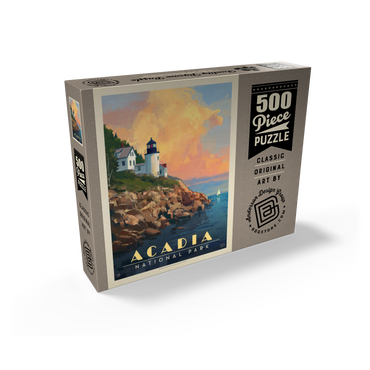 Acadia National Park: Lighthouse, Vintage Poster 500 Jigsaw Puzzle box view2