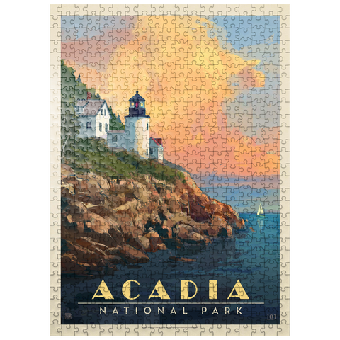 puzzleplate Acadia National Park: Lighthouse, Vintage Poster 500 Jigsaw Puzzle