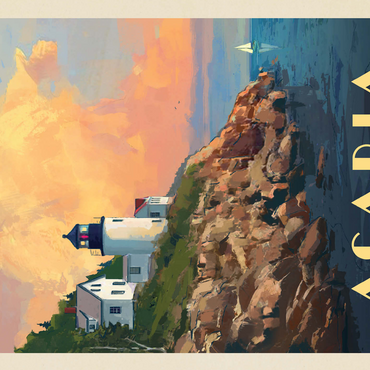 Acadia National Park: Lighthouse, Vintage Poster 500 Jigsaw Puzzle 3D Modell