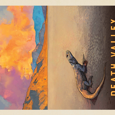 Death Valley National Park: Chuckwalla Lizard, Vintage Poster 500 Jigsaw Puzzle 3D Modell