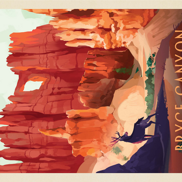 Bryce Canyon National Park: Mule Deer, Vintage Poster 1000 Jigsaw Puzzle 3D Modell