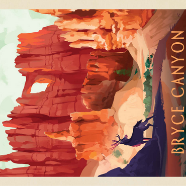 Bryce Canyon National Park: Mule Deer, Vintage Poster 100 Jigsaw Puzzle 3D Modell
