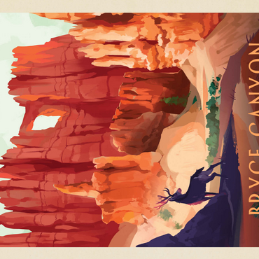 Bryce Canyon National Park: Mule Deer, Vintage Poster 500 Jigsaw Puzzle 3D Modell