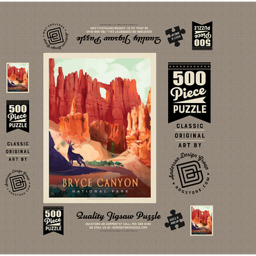 Bryce Canyon National Park: Mule Deer, Vintage Poster 500 Jigsaw Puzzle box 3D Modell