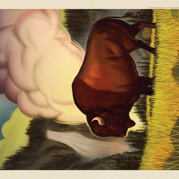 Yellowstone National Park: Art Deco Bison, Vintage Poster 1000 Jigsaw Puzzle 3D Modell