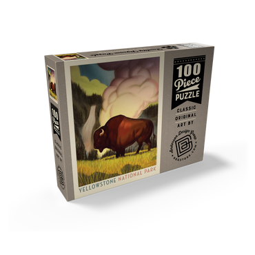 Yellowstone National Park: Art Deco Bison, Vintage Poster 100 Jigsaw Puzzle box view2