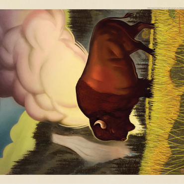 Yellowstone National Park: Art Deco Bison, Vintage Poster 100 Jigsaw Puzzle 3D Modell