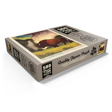 Yellowstone National Park: Art Deco Bison, Vintage Poster 500 Jigsaw Puzzle box view1