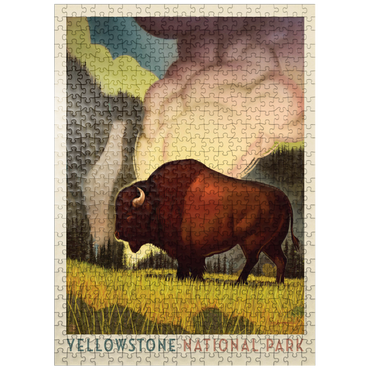 puzzleplate Yellowstone National Park: Art Deco Bison, Vintage Poster 500 Jigsaw Puzzle