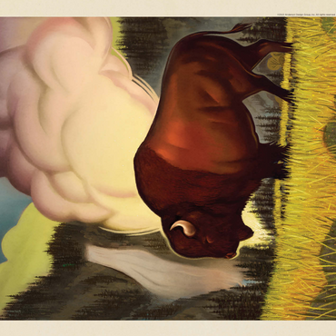 Yellowstone National Park: Art Deco Bison, Vintage Poster 500 Jigsaw Puzzle 3D Modell