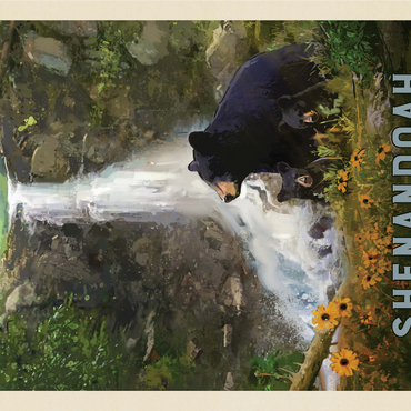 Shenandoah National Park: Bear Family, Vintage Poster 1000 Jigsaw Puzzle 3D Modell