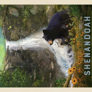 Shenandoah National Park: Bear Family, Vintage Poster 100 Jigsaw Puzzle 3D Modell