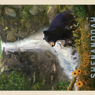 Shenandoah National Park: Bear Family, Vintage Poster 500 Jigsaw Puzzle 3D Modell