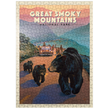 puzzleplate Great Smoky Mountains National Park: Bear Jam, Vintage Poster 500 Jigsaw Puzzle