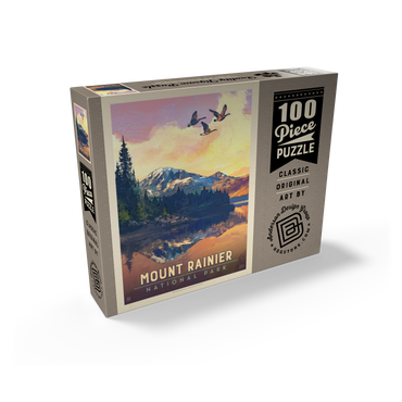 Mount Rainier National Park: Daybreak, Vintage Poster 100 Jigsaw Puzzle box view2
