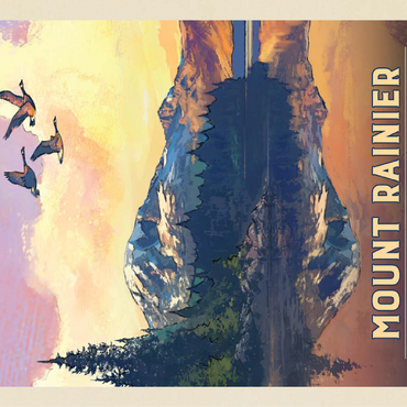 Mount Rainier National Park: Daybreak, Vintage Poster 100 Jigsaw Puzzle 3D Modell