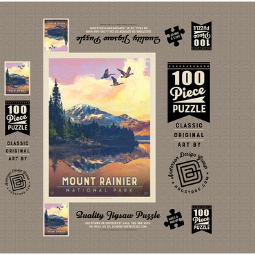 Mount Rainier National Park: Daybreak, Vintage Poster 100 Jigsaw Puzzle box 3D Modell