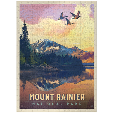 puzzleplate Mount Rainier National Park: Daybreak, Vintage Poster 300 Jigsaw Puzzle