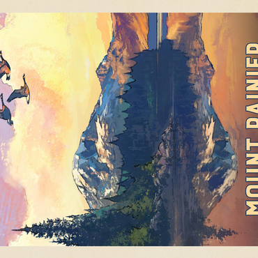 Mount Rainier National Park: Daybreak, Vintage Poster 500 Jigsaw Puzzle 3D Modell