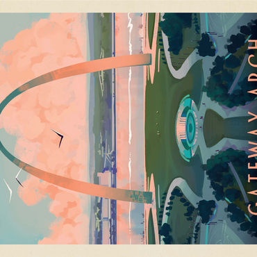 Gateway Arch National Park: Bird's-eye View, Vintage Poster 1000 Jigsaw Puzzle 3D Modell