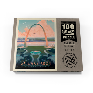 Gateway Arch National Park: Bird's-eye View, Vintage Poster 100 Jigsaw Puzzle box view3