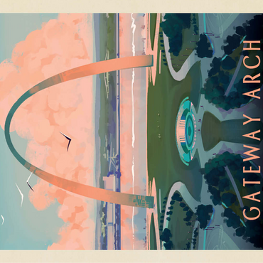 Gateway Arch National Park: Bird's-eye View, Vintage Poster 100 Jigsaw Puzzle 3D Modell