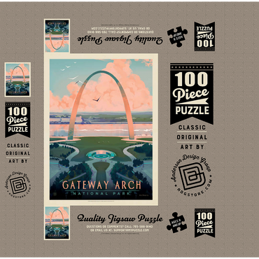 Gateway Arch National Park: Bird's-eye View, Vintage Poster 100 Jigsaw Puzzle box 3D Modell