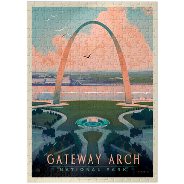puzzleplate Gateway Arch National Park: Bird's-eye View, Vintage Poster 300 Jigsaw Puzzle