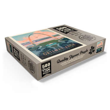 Gateway Arch National Park: Bird's-eye View, Vintage Poster 500 Jigsaw Puzzle box view1